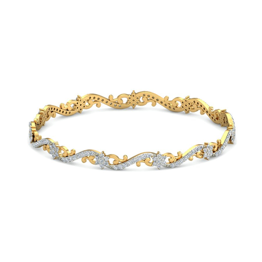 1.56 Carat Natural Diamond Bangle in Yellow Gold - HI Color, VS-SI Clarity.